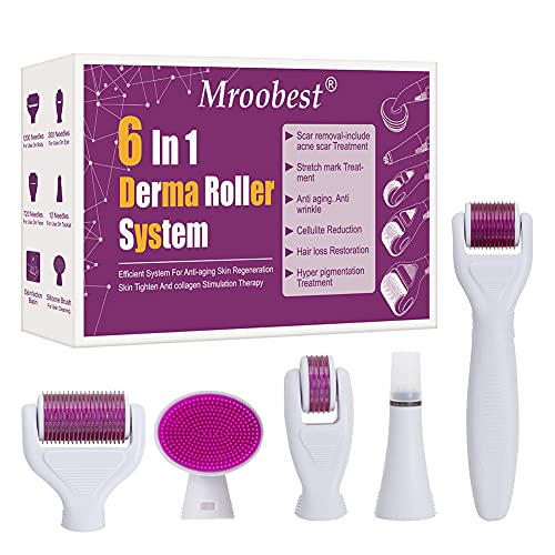 Mroobest Dermaroller, Dermaroller Visage, 6 En 1 Derma Roller Kit