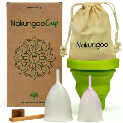 NAKUNGOO Cup Coupe Menstruelle Souple 100% Silicone Medical Certifié, Hypoallergénique,