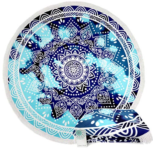 Leana Collection Serviette Plage Ronde Mandala Épaisse Tapisserie Coton avec