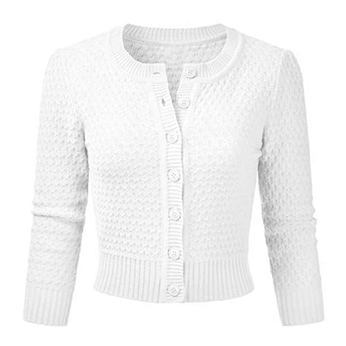 Vertvie Gilet Femme Court Boléro en Tricot Cropped Cardigan Bouton