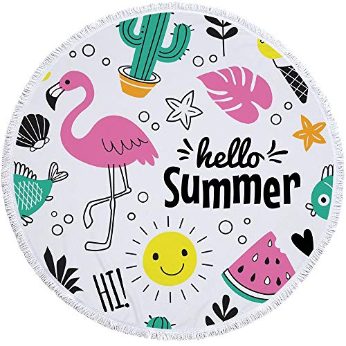 Circlbeachtowel Serviette De Plage Ronde Flamingo Et Melon d'eau Serviette