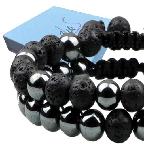 Alik'S Bracelet Duo de Bracelets Pierres Naturelles Protection Chakra Hématite