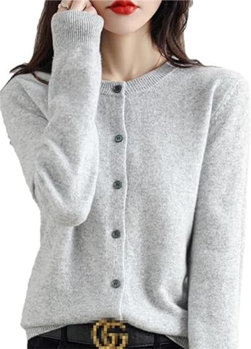 Cardigan en cachemire à col rond pour femme Printemps Automne